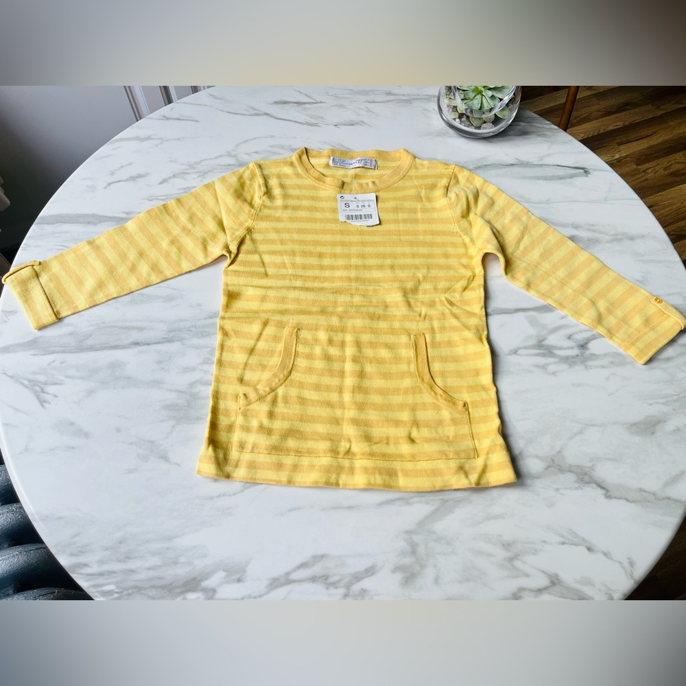 Vintage Zara Y2K Cotton Yellow Women’s Striped Top Size S